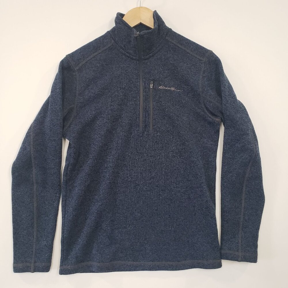 Eddie‎ Bauer Mens Blue 1/4 Zip Pullover Fleece Sweater Size S Outdoor Layering